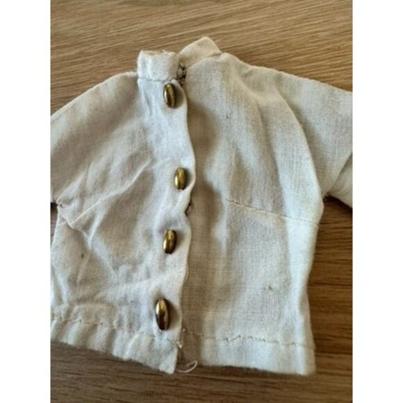 Vintage Barbie White LS jacket coat uniform gold oval snap buttons clothes top - Picture 2 of 4
